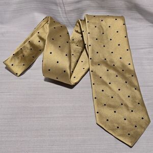Brooks Brothers Makers & Merchants Gold Blue Polka Dots Silk Tie Designer USA